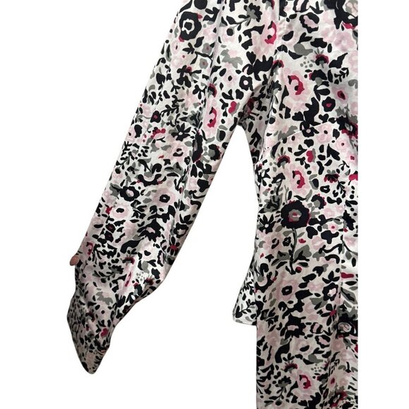 Untuckit Womens Floral Button-Down Dress With Waist Tie Pink/Black/White Size 12 - Picture 3 of 5